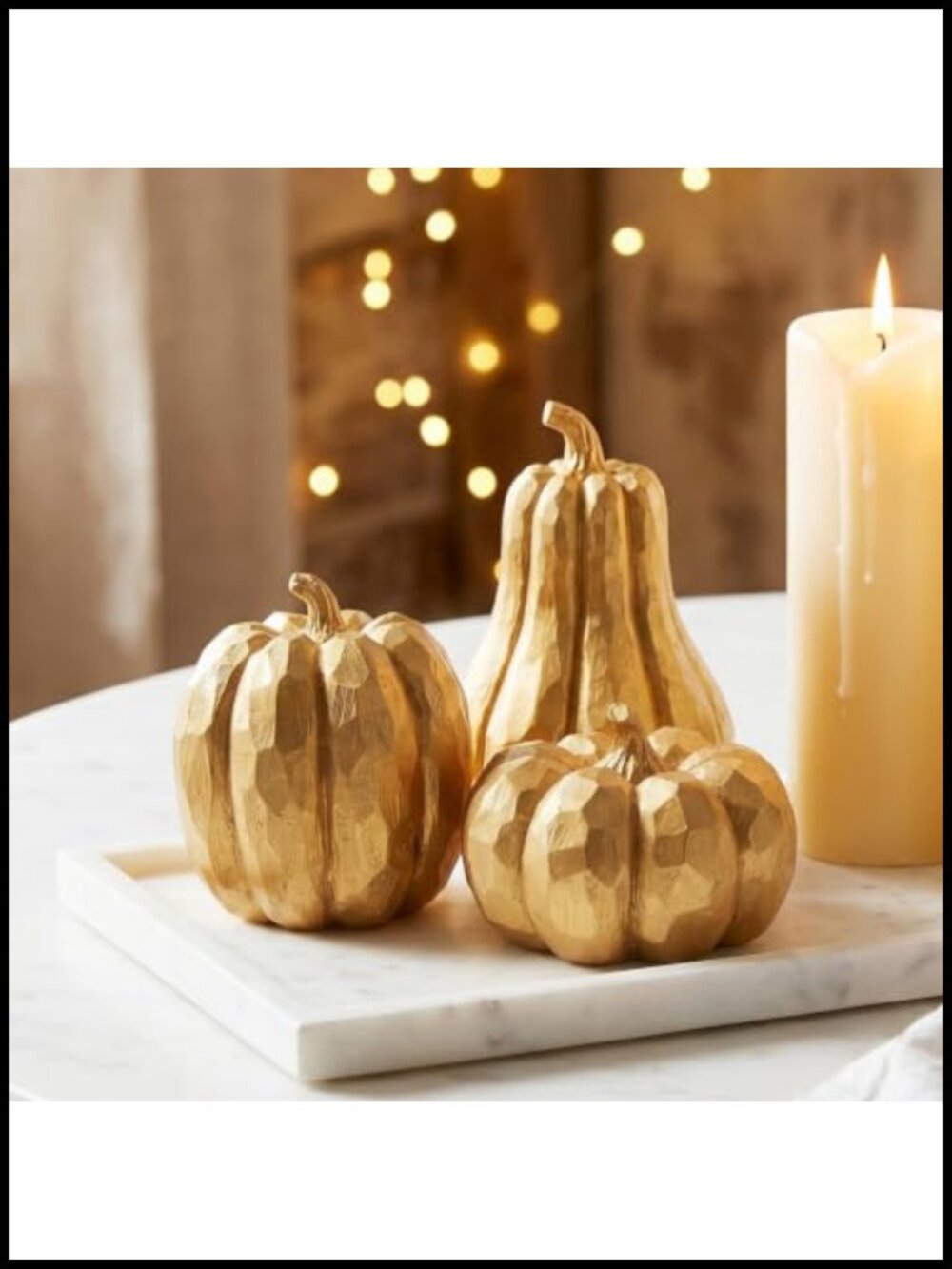 Set of 3 Resin Pumpkin Figurines Faceted Textured Fall Tabletop Decor
